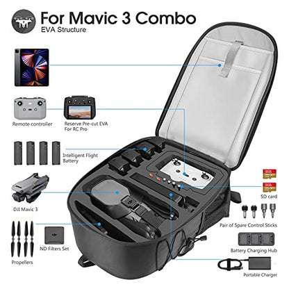 Smatree Professional Backpack for DJI Mavic 3/Mavic 3 Classic/3E/3T Combo - color: Black- For Mavic 3
