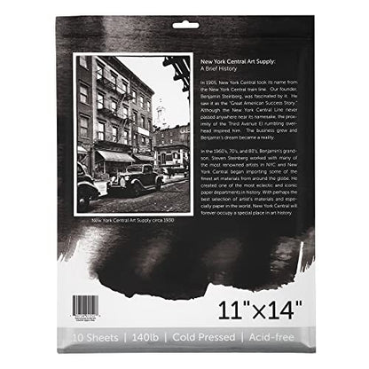 New York Central Watercolor Paper, 140 lb. Cold Press - 11"x14" 10 Sheets - size: 11"x14"