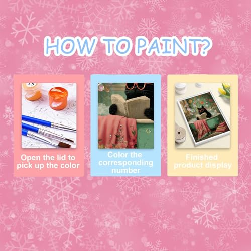 HITO Cat Paint by Numbers Kit for Adults 16x20 Inch Frameless - color: Bathroom Cat
