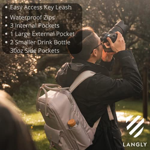 LANGLY Sierra Camera Backpack: A Modern & Travel-friendly Photography Backpack Compatible With Both 18in Laptop & All Camera Gear 24L (Ash) - color: Ash
