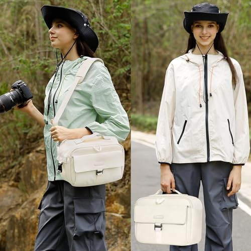 MOSISO Camera Shoulder Bag Camera Case Crossbody Sling Purse, Beige - color: Beige