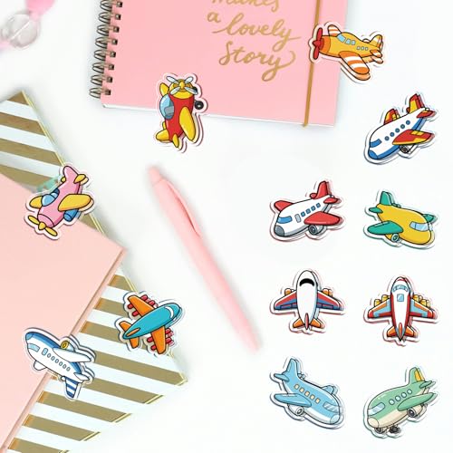 MAYJOYDIY 24Pcs 12 Styles Airplane Acrylic Chip Clips Commercial Airliner Bag Sealer Sealing Closures Colorful Aircraft Propeller Airplane Bag Clips for Food Storage Airtight Seal Grip - color: Airplane