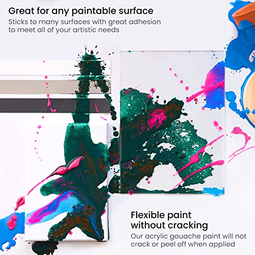 ARTEZA Acrylic Gouache Paint Set, 36 Colors, 22 ml Tubes, Opaque Matte