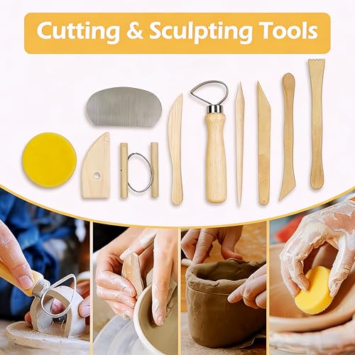 DaChihSheng 43 Pcs Clay Tools Kit Pottery Tools Polymer Clay Sculpting Tools Kit for Carving Air Dry Clay Tools Set for Adults Clay Sculpting Tools Ceramic Tools Graving Tools use for DIY Handicraft - color: Beige