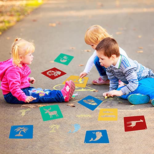 20 Pcs Stencils for Kids Stencil for Painting with 5 Pcs Scratch Paper