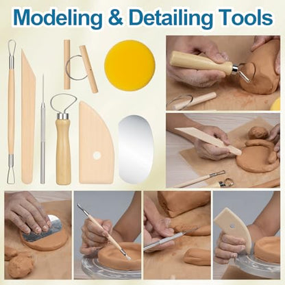 Amrules 8 Pcs Polymer Clay Sculpting Tools Kit for Adults, Light Yellow - color: Lightyellow-8Pcs