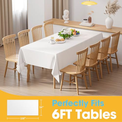 Niuara White Plastic Table Cloth Disposable, 8 Pack, 54 x 108 in - color: White, size: 54" x 108" - 8 Packs