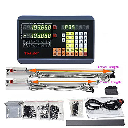 FASTTOBUY DRO 2 Axis Digital Readout w/TTL Linear Glass Scale 650mm+800mm(26"+32") Travel Length for CNC Milling Drilling EDM Machine - size: 650mm+800mm（26"+32"）