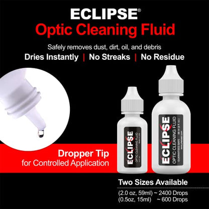 Eclipse Optic Cleaning Solution - Camera Lens and Digital Sensor Cleaner Fluid - Works with All Cameras, Binoculars, and Other Optical Products - Dropper Tip (59ml) - 2oz - size: 2oz, style: Eclipse