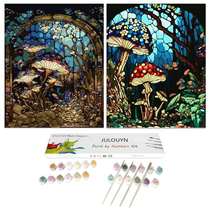 JULOUYN 2 Pack Mushrooms Paint by Numbers Kit for Adults,16x20 in - color: Mushroom