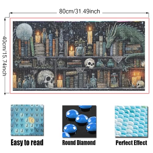 KUFWKEY Bookshelf Diamond Painting Kit,Dargon Diamond Art Kits for Adults - color: AM6021