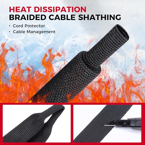 2 in 1 Heat Shrink Braided Sleeving Fabric Tubing 1/2"-32FT - size: 1/2"(12mm), style: 32FT
