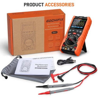 GOCHIFIX 3-in-1 Handheld Oscilloscope Multimeter, 12MHz 50MSa/s Lab - color: Orange & Black