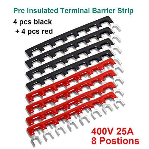 Terminal Block Strip, 8 Circuits 600V 25A, Dual Row Screw, 4 Sets - size: 25A 8P+8pcs Jumpers
