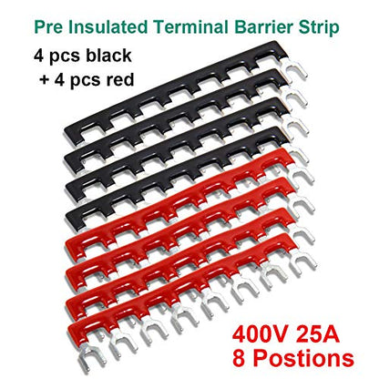 Terminal Block Strip, 8 Circuits 600V 25A, Dual Row Screw, 4 Sets - size: 25A 8P+8pcs Jumpers