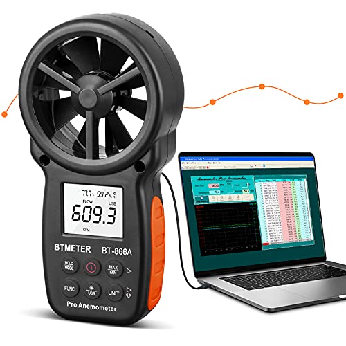 BTMETER 866A Pro Handheld HVAC Anemometer CFM Air Flow Meter(Wet Bulb Temp) - color: BT-100WM Anemometer