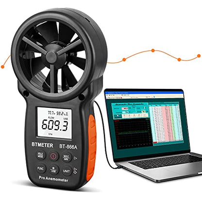 BTMETER 866A Pro Handheld HVAC Anemometer CFM Air Flow Meter(Wet Bulb Temp) - color: BT-100WM Anemometer