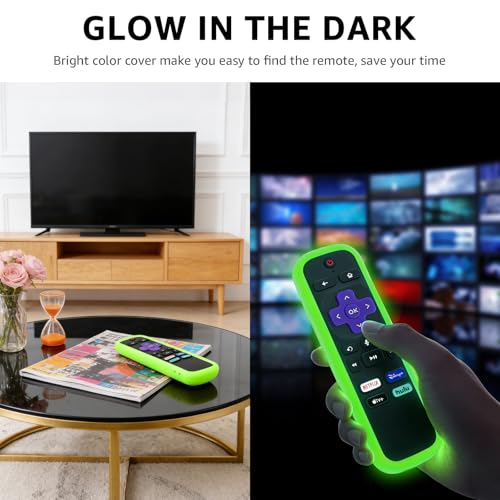 2 Pack Remote Cover for Roku TV Controller Glow in The Dark,Green Red - color: Glow Green and Red, size: 2 Pack