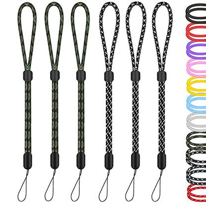 Hand Wrist Strap Lanyard 6 Pack 8inch Adjustable Nylon Wristlet Keychain - color: Black&green, size: 8 inches