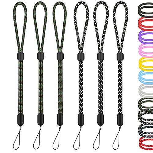 Hand Wrist Strap Lanyard 6 Pack 8inch Adjustable Nylon Wristlet Keychain - color: Black&green, size: 8 inches