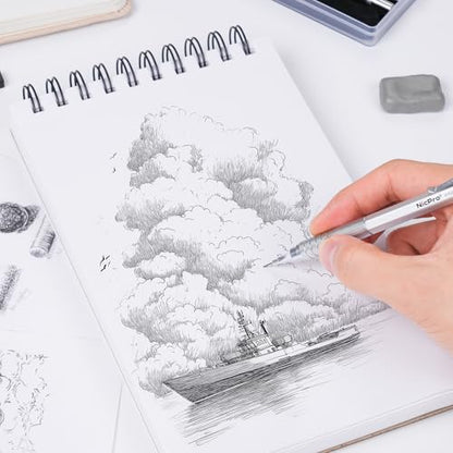 Nicpro 35PCS Silver Metal Mechanical Pencil Set, Art Supplies with Case - color: Silver