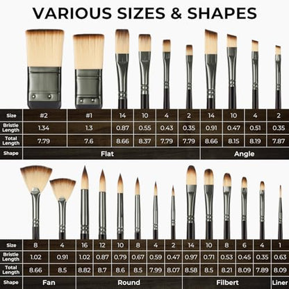 Nicpro 26pcs Professional Paint Brush Set with Palette Knife & Canvas Roll - color: Black