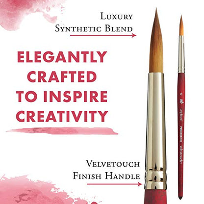 Princeton Velvetouch Long Round Brush, Synthetic, Short Handle, Size 8, 1 Count