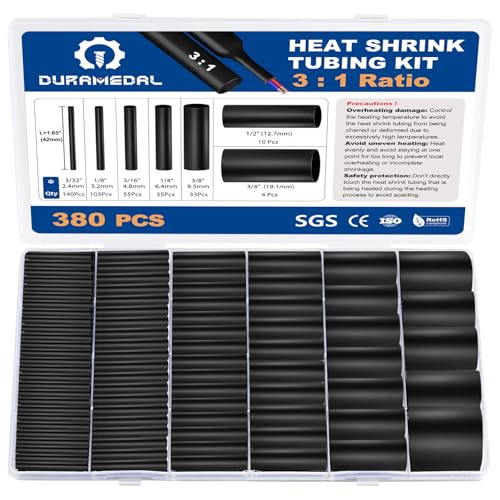 380Pcs Heat Shrink Tubing Kit 3:1 Ratio Adhesive Lined