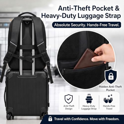 Amovee Business Laptop Backpack,17 Inch Travel Work Bag for Men Black - color: Black