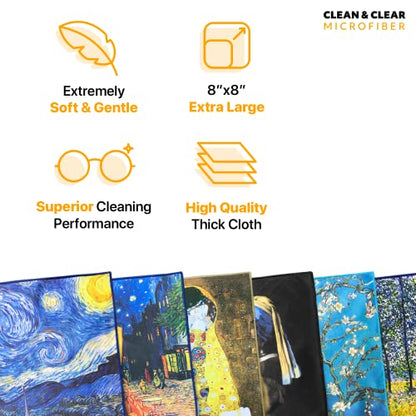 Extra Large [25 Pack] Classic Art Collection 2, Microfiber Cleaning Cloth - Ultra Premium Quality Microfiber Cloth(Best for Camera Lens, Glasses, Screens, and All Lens.) - color: Classic Art Collection 2, size: 25 Count(Pack of 5)