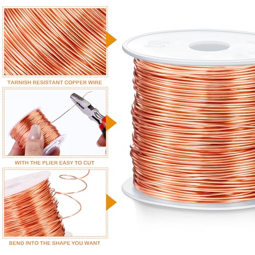 Funrous 5 Rolls Copper Wire 18 20 22 24 26 Gauge with Pliers,Copper - color: Copper