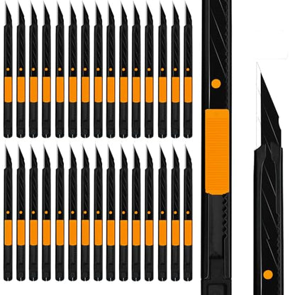 MANUFORE 30pcs 9mm Snap-off Knives with 30-Degree Precision Blade Orange - color: Orange