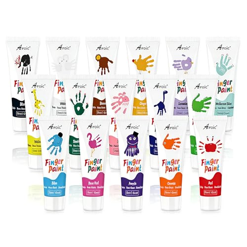 AROIC 16 Colors Washable Finger Paint, Non-Toxic - color: 16 colors(1.05oz)