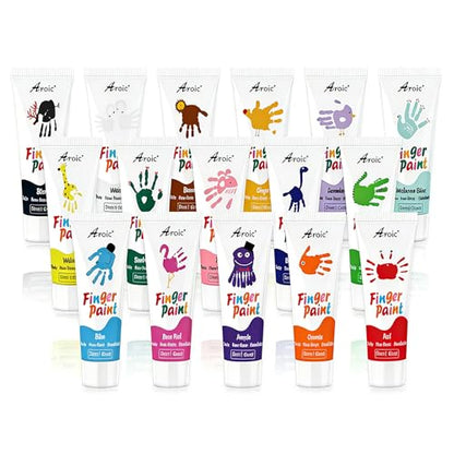 AROIC 16 Colors Washable Finger Paint, Non-Toxic - color: 16 colors(1.05oz)