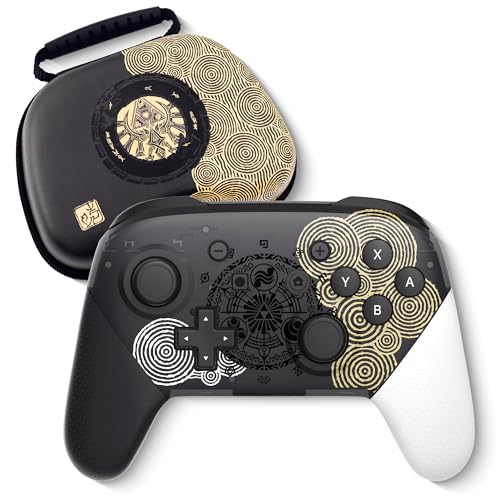 YKASEK Wireless Switch Pro Controller with Carrying Storage Case, Gamepad Remote for Switch Controller Support NFC/Dual Vibration/Screenshot/Wake-up Function, Black/White - color: Black
