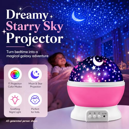 MOKOQI Star Projector Night Lights for Kids | Girls Night Light Projector - color: Pink