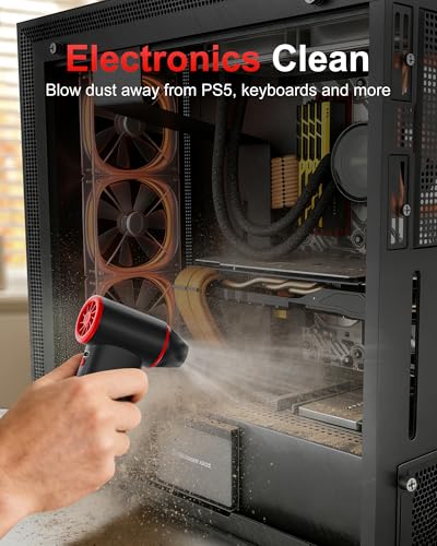 GOOLOO F3 Compressed Air Duster, 150000RPM Ultra-Power PC Air Duster - color: Black