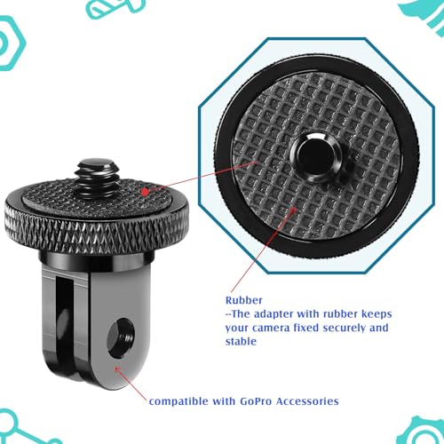 Frienda 4 Pcs Tripod Adapter Compatible with Gopro 1/4-20, Black - color: Black
