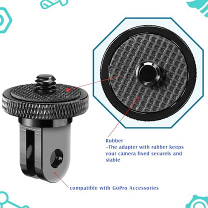 Frienda 4 Pcs Tripod Adapter Compatible with Gopro 1/4-20, Black - color: Black