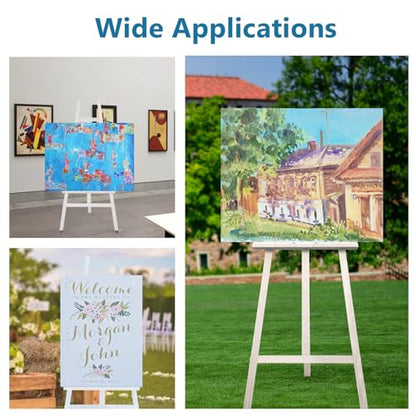 A-Frame Wooden Display Easel, Lyre Beechwood Studio Easel Stand, White - color: White