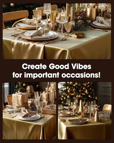 Pureegg Plastic Table Cloth Disposable 6 Pack, 54 x 108 Inch, Gold - color: Gold, size: 54" X 108" Rectangle