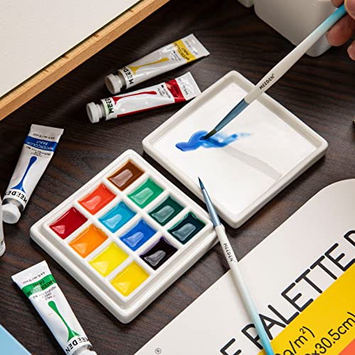 MEEDEN 3 Pack Ceramic Palettes with Cover: 12-Well Mixing Tray - size: 12-well (3 pcs)