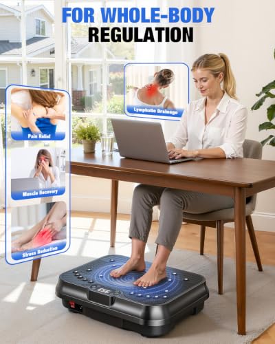 Bigzzia Vibration Plate Exercise Machine for Lymphatic Drainage & Fitness - color: black
