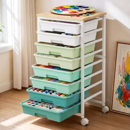 Pipishell Rolling Cart with 8 Drawers, Craft Storage Cart, Green Gradient - color: Green Gradient, size: 8-Drawers