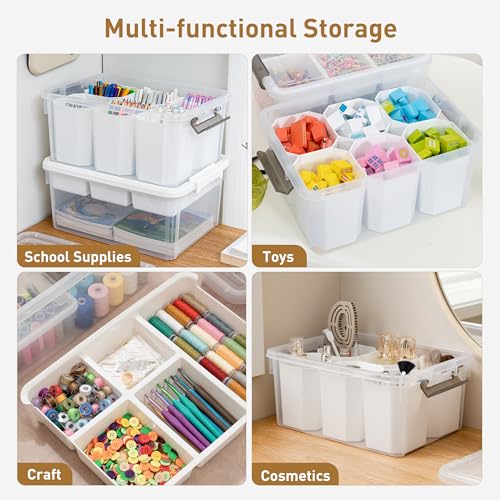 Citylife 17QT 4-Pack Storage bins with Lid 6 Marker inserts Buildable Lid - size: 4 Pack-17 QT-W