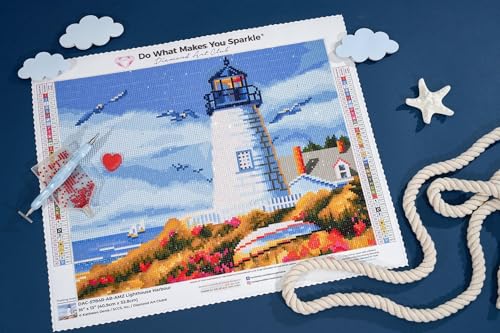 DIAMOND ART CLUB Lighthouse Harbour Diamond Art Kits for Adults - color: Lighthouse Harbour
