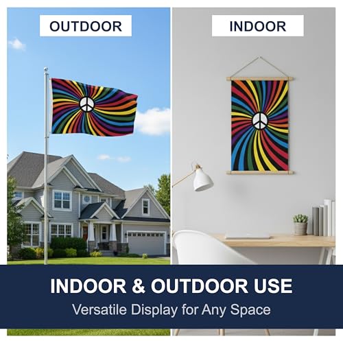 SSK® Peace Rainbow Outdoor Flag - Large 3' x 5', Weather-Resistant Polyester - color: Peace Rainbow