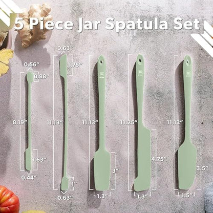 DI ORO Silicone Jar Spatula Set - 600F Heat Resistant, 5-Pc Sage - color: Sage