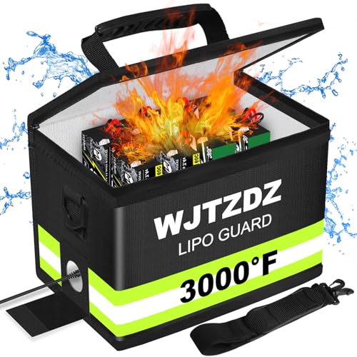 Upgraded Lipo Battery Fireproof Explosionproof Safe Bag,4 Layers of Heat Insulated Materials with Waterproof Zipper/Reflective Strip,Comfortable Handle/Portable Shoulder Strap(8.5x5.7x6.5inch) - color: Dark Black, size: Standard Size