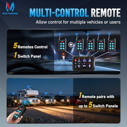 MICTUNING P1Y 6 Gang Switch Panel, Remote and APP Control, Up to 230FT - size: RGB 6 Gang(APP+Remote Control)